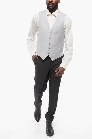 Virgin Wool Vest with Welt Pockets