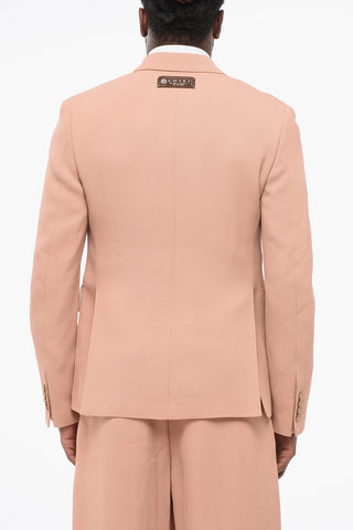 Double-breasted Twill Viscose Blazer with Flap Pockets