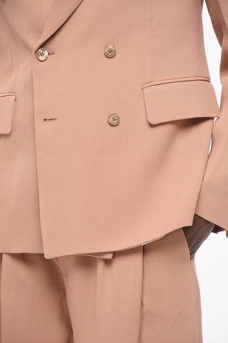 Double-breasted Twill Viscose Blazer with Flap Pockets