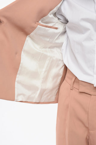 Double-breasted Twill Viscose Blazer with Flap Pockets