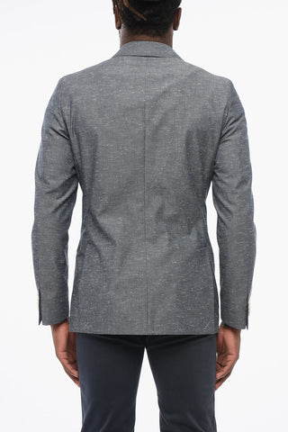 CC COLLECTION Side Vents Peak Lapel Double Breasted Blazer