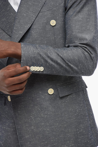 CC COLLECTION Side Vents Peak Lapel Double Breasted Blazer