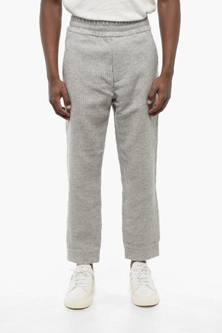 EMPORIO 3-Pocketed Ribbed Wool Blend Pants