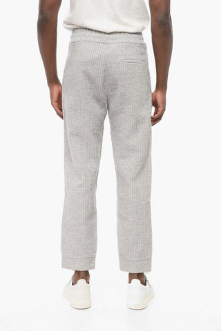 EMPORIO 3-Pocketed Ribbed Wool Blend Pants