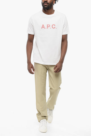 Solid Color Crew-neck T-Shirt with Contrasting Logo