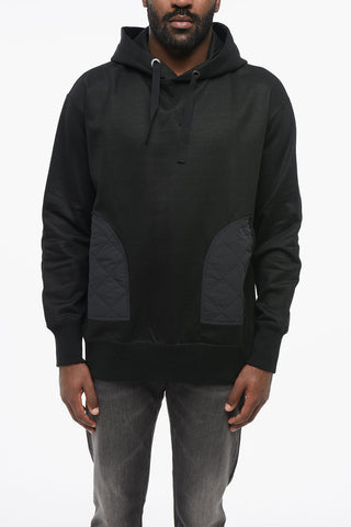 Cotton Hoodie with Quilted Nylon Inserts
