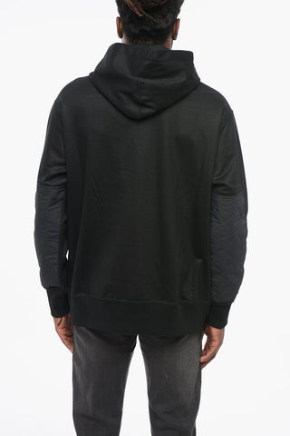 Cotton Hoodie with Quilted Nylon Inserts