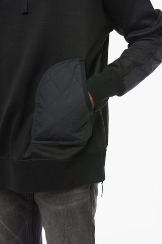 Cotton Hoodie with Quilted Nylon Inserts