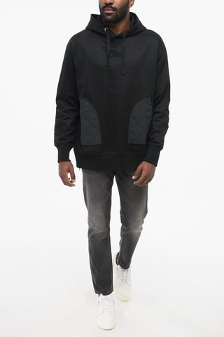 Cotton Hoodie with Quilted Nylon Inserts