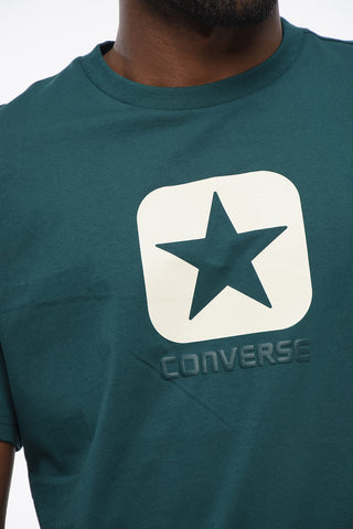 T-shirt Girocollo In Cotone con Logo a Contrasto e In Rilievo
