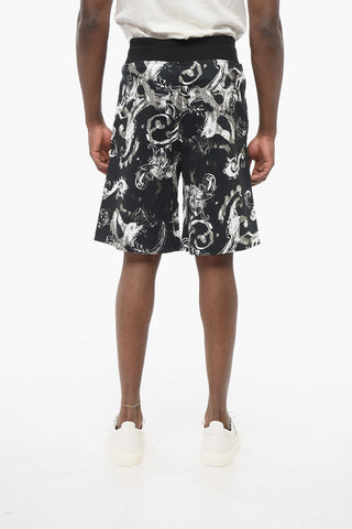 JEANS COUTURE Brushed Cotton Shorts with Barocco Motif