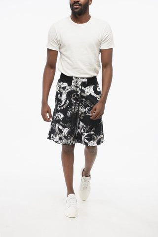JEANS COUTURE Brushed Cotton Shorts with Barocco Motif
