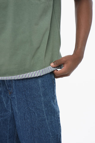 T-Shirt Girocollo con Fodera in Popeline