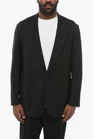 One-Button Jacket with Single Vent and Peak Lapel