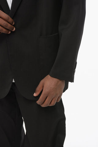 One-Button Jacket with Single Vent and Peak Lapel
