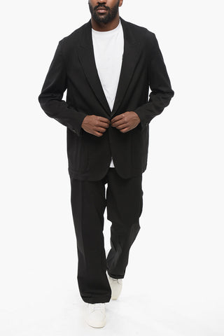 One-Button Jacket with Single Vent and Peak Lapel
