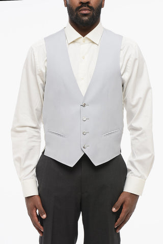 Virgin Wool Vest with Welt Pockets