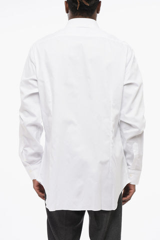 Hopsack Cotton Shirt with Spread Collar