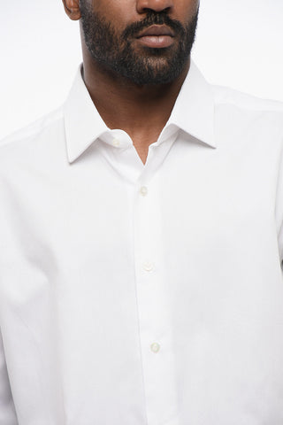 Hopsack Cotton Shirt with Spread Collar