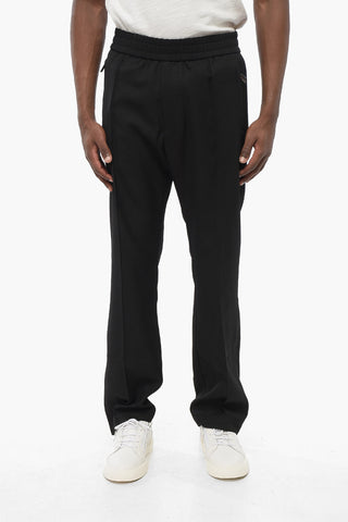 EMPORIO Pantaloni in Lana Vergine ad 1 Pince con Elastico in Vita