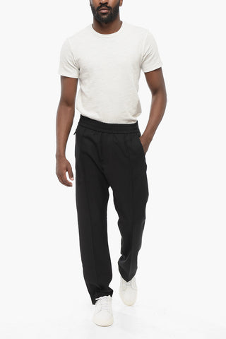 EMPORIO Pantaloni in Lana Vergine ad 1 Pince con Elastico in Vita