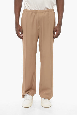Pantaloni in Tinta Unita a Gamba Dritta con Elastico in Vita