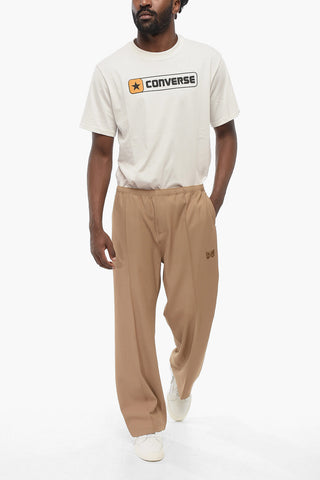 Pantaloni in Tinta Unita a Gamba Dritta con Elastico in Vita