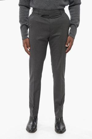 Pantaloni Chino in Cotone con Motivo Gessato