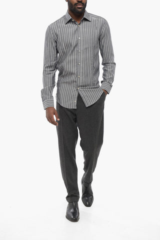 Casual Awning-Striped Shirt with French Collar