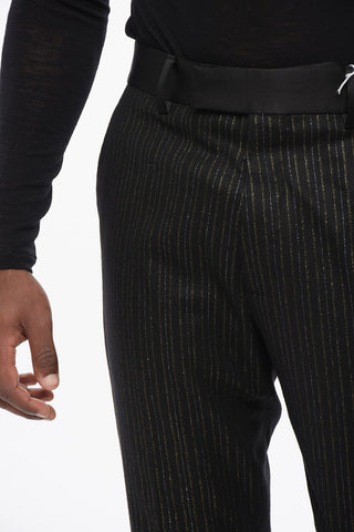 Lurex Wool-Blend Pinstripe Trousers
