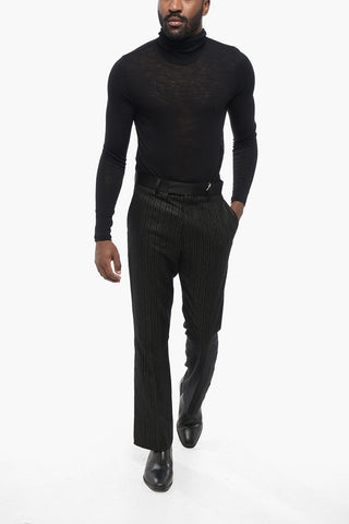 Lurex Wool-Blend Pinstripe Trousers