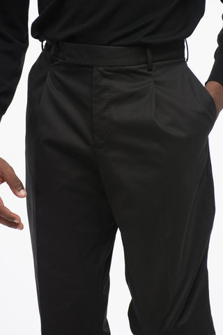 Cotton Trousers with Turn-Up Hem