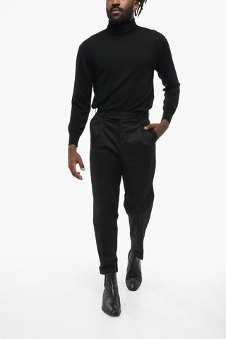 Cotton Trousers with Turn-Up Hem