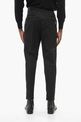 Cotton Trousers with Turn-Up Hem