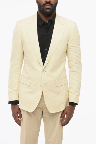 TAORMINA Blazer Sfoderato in Misto Lino con Rever a Lancia