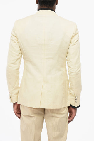 TAORMINA Blazer Sfoderato in Misto Lino con Rever a Lancia