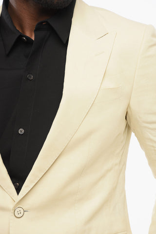 TAORMINA Blazer Sfoderato in Misto Lino con Rever a Lancia