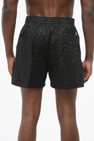 SWIM Shorts in Tinta Unita con Logo Ricamato All-Over