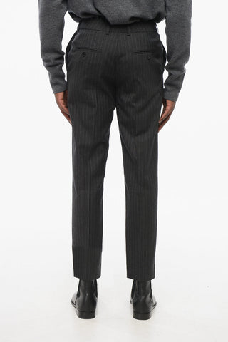 Pantaloni in Lana Gessati con Passanti