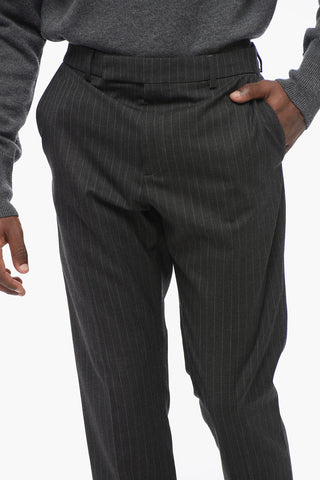 Pantaloni in Lana Gessati con Passanti