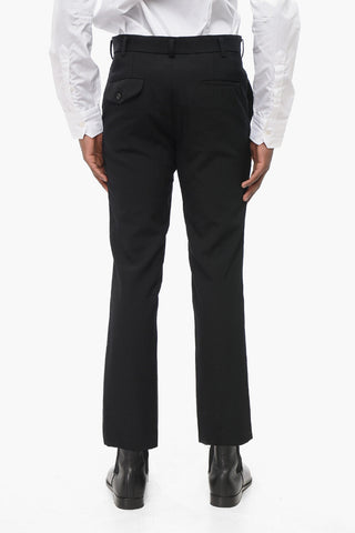 Pantaloni Slim Fit in Lana con Passanti