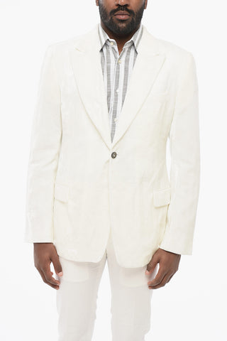EMPORIO Jacquard Velour Blazer with Peak Lapel