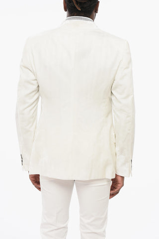 EMPORIO Jacquard Velour Blazer with Peak Lapel