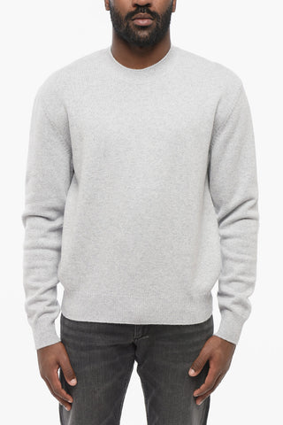 Cashmere-Blend Crewneck Sweater with Leather Patches