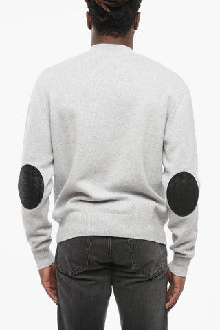 Cashmere-Blend Crewneck Sweater with Leather Patches