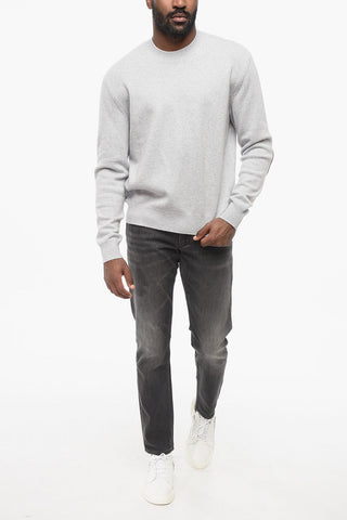 Cashmere-Blend Crewneck Sweater with Leather Patches