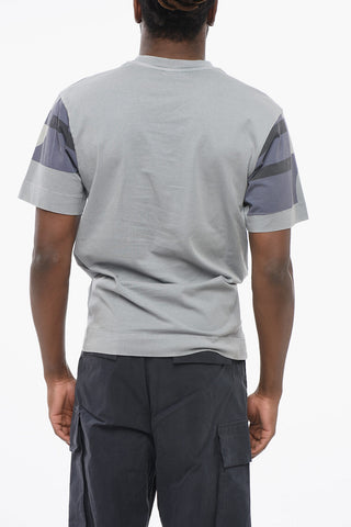 Crew Neck Geometric Patterned Cotton T-Shirt