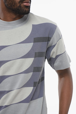 Crew Neck Geometric Patterned Cotton T-Shirt