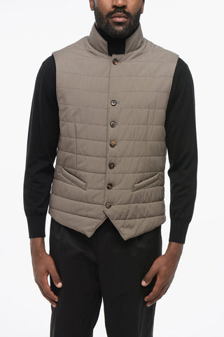 Gilet Trapuntato con Chiusura a Bottoni