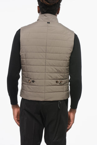 Gilet Trapuntato con Chiusura a Bottoni